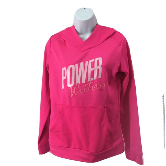 Champion Duo Dry Girls XL Barbiecore Bright Pink POWER WITHIN Hoodie Sweatshirt - Picture 1 of 10